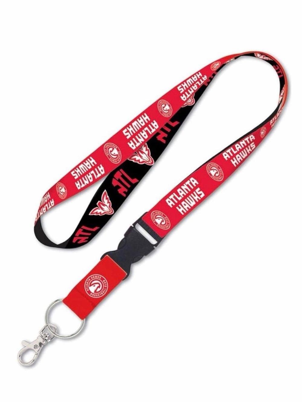 💞 New Atlanta Hawks NBA Basketball Red & Black Lanyard with Break Away Key Hook